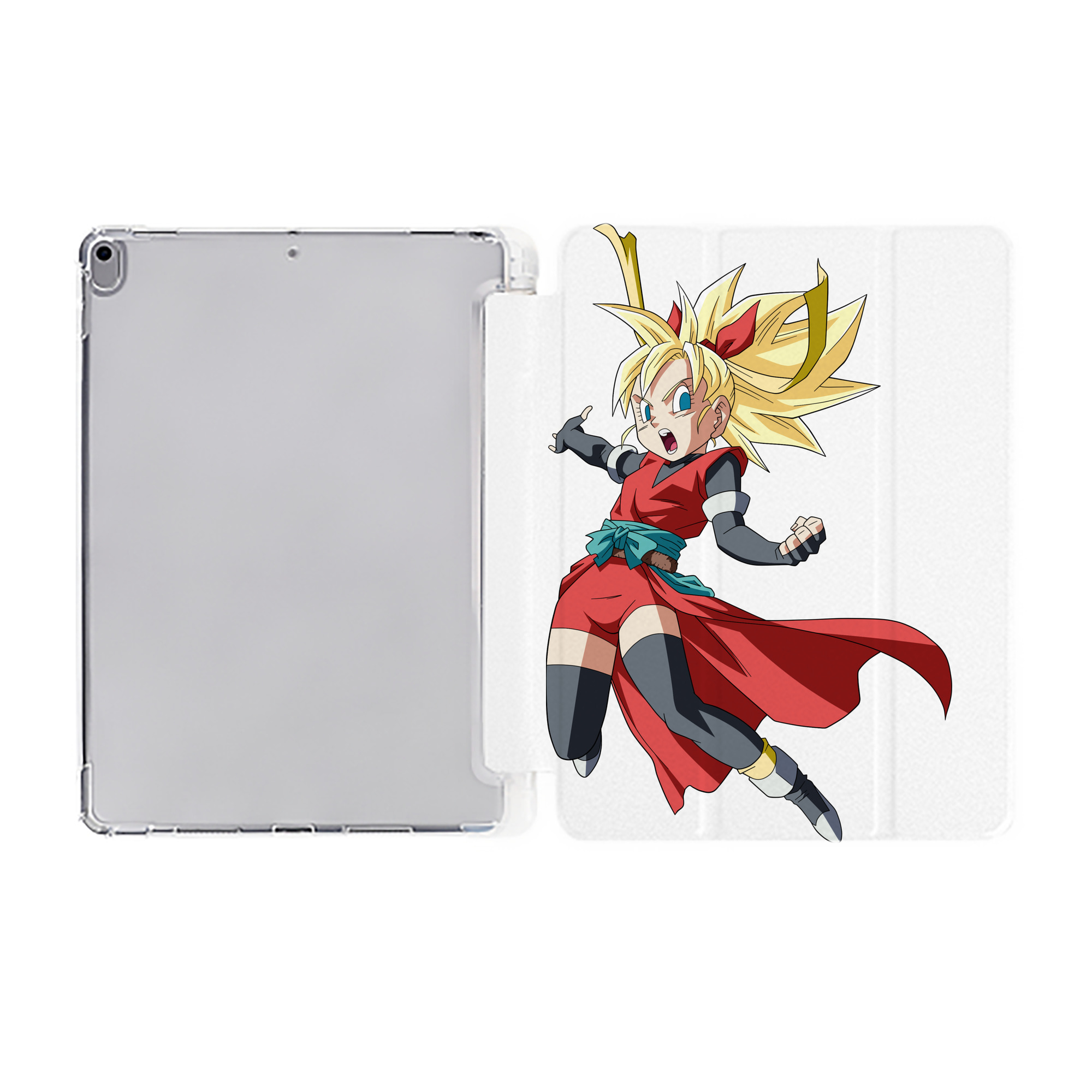 （画像用） ドラゴンボール カリフラ DRAGON BALL Caulifla IPad ケース ペン収納付き 三つ折りスタンド PUレザー×シリコン 対応機種9.5/10.5/10.9インチ